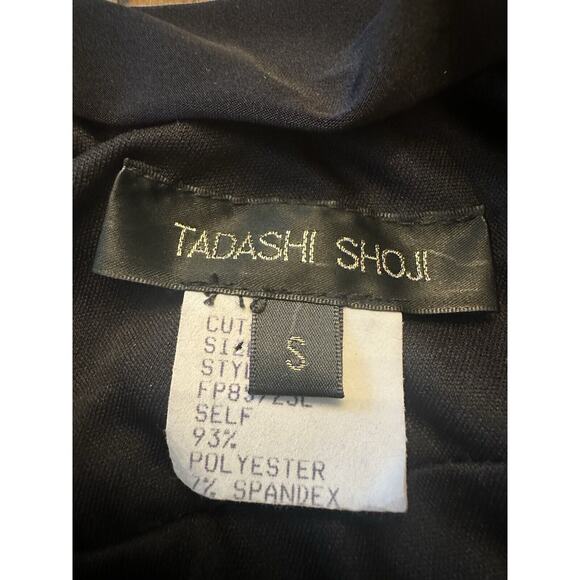 Tadashi Shoji Dress Size Small Formal Black One Shoulder Gown Ruched Draped Maxi - Picture 9 of 13